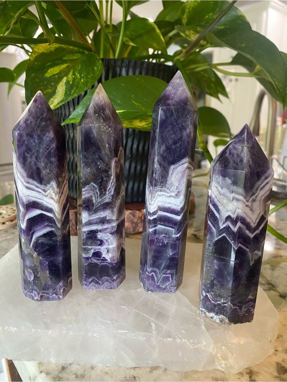 Dream Amethyst Crystal Towers – Beautiful White Banding and Soothing Energy - Picture 6 of 7